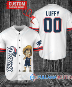 Luffy One Piece New England Patriots Custom Baseball Jersey White