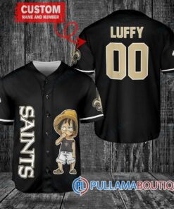 Luffy One Piece New Orleans Saints Custom Baseball Jersey Black