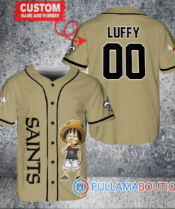 Luffy One Piece New Orleans Saints Custom Baseball Jersey Sand