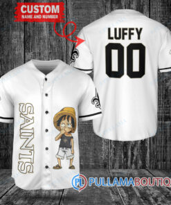 Luffy One Piece New Orleans Saints Custom Baseball Jersey White