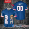 Luffy One Piece Detroit Lions Custom Baseball Jersey Blue