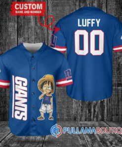 Luffy One Piece New York Giants Custom Baseball Jersey Royal