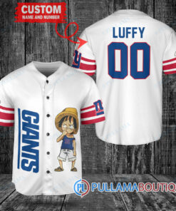 Luffy One Piece New York Giants Custom Baseball Jersey White Without Piping