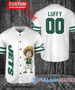 Luffy One Piece New York Jets Custom Baseball Jersey White