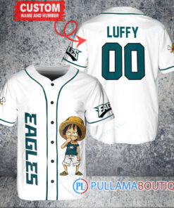 Luffy One Piece Philadelphia Eagles Custom Baseball Jersey White