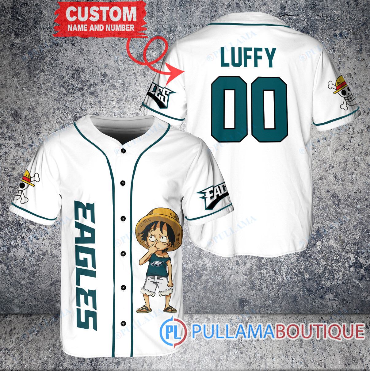 Luffy One Piece Washington Commanders Custom Baseball Jersey White