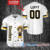 Luffy One Piece Arizona Cardinals Custom Baseball Jersey White