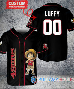 Luffy One Piece San Francisco 49ers Custom Baseball Jersey Black