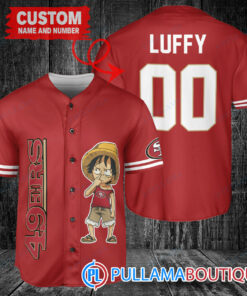 Luffy One Piece San Francisco 49ers Custom Baseball Jersey Red