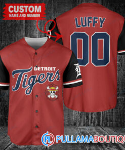 Luffy One Piece Straw Hats Detroit Tigers Custom Baseball Jersey