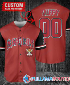 Luffy One Piece Straw Hats Los Angeles Angels Custom Baseball Jersey