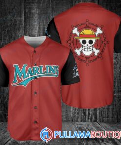 Luffy One Piece Straw Hats Miami Marlins Baseball Jersey