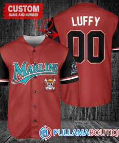 Luffy One Piece Straw Hats Miami Marlins Custom Baseball Jersey