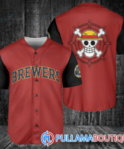 Luffy One Piece Straw Hats Milwaukee Brewers Baseball Jersey