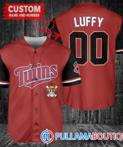 Luffy One Piece Straw Hats Minnesota Twins Custom Baseball Jersey