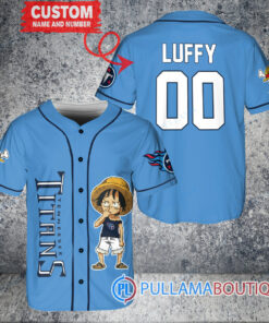 Luffy One Piece Tennessee Titans Custom Baseball Jersey Blue