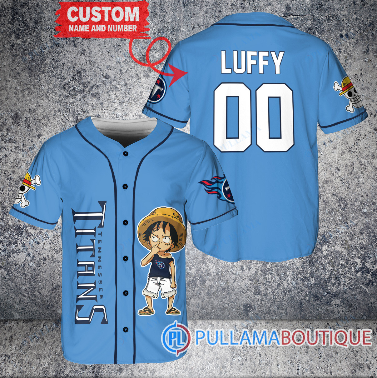 Luffy One Piece Tennessee Titans Custom Baseball Jersey White