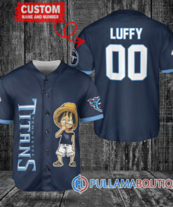 Luffy One Piece Tennessee Titans Custom Baseball Jersey Navy