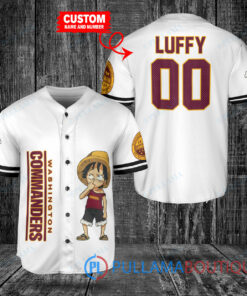 Luffy One Piece Washington Commanders Custom Baseball Jersey White