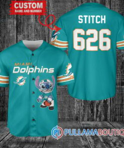 Miami Dolphins Stitch Custom Baseball Jersey Aqua