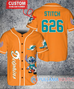 Miami Dolphins Stitch Custom Baseball Jersey Orange