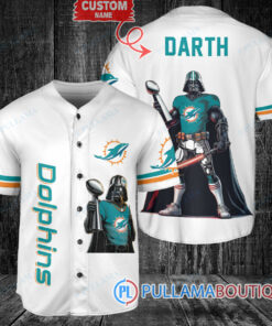 Miami Dolphins x Darth Vader Star Wars with Trophy Custom Baseball Jersey White