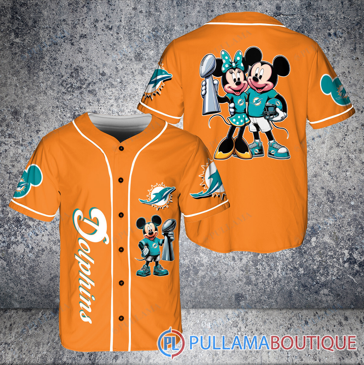 Green Bay Packers x Mickey and Minnie with Trophy Baseball Jersey Green