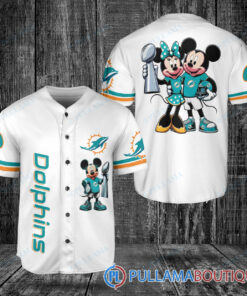 Miami Dolphins x Mickey and Minnie with Trophy Baseball Jersey White