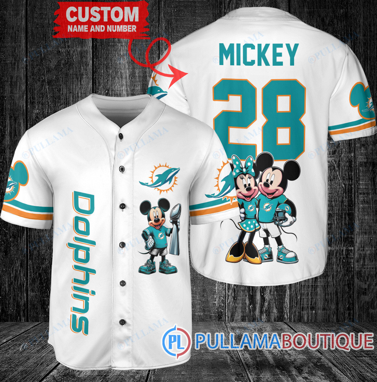 New Orleans Saints x Mickey and Minnie with Trophy Custom Baseball Jersey White