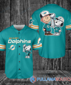 Miami Dolphins x Snoopy and Charlie Brown with Trophy Baseball Jersey Aqua