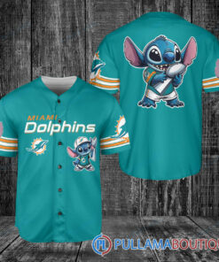 Miami Dolphins x Stitch with Trophy Baseball Jersey Aqua