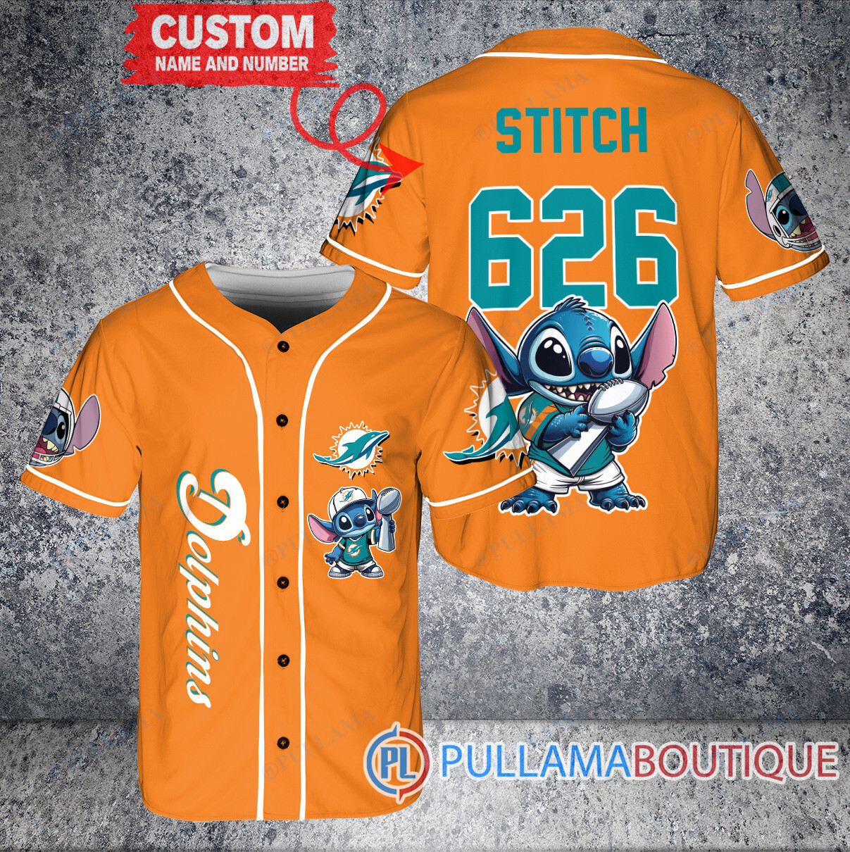 Tampa Bay Buccaneers x Stitch with Trophy Custom Baseball Jersey Orange