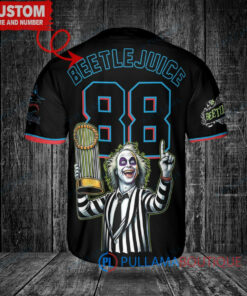 Miami Marlins Beetlejuice Halloween World Series Trophy Baseball Jersey Black