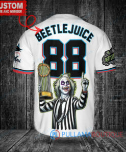 Miami Marlins Beetlejuice Halloween World Series Trophy Baseball Jersey White