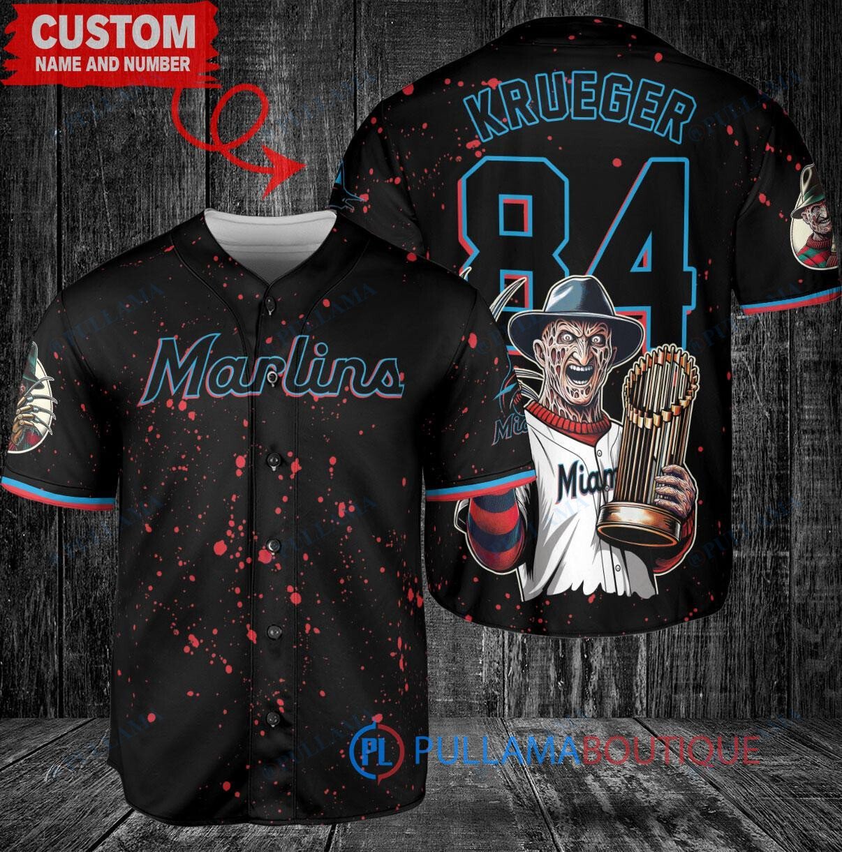 NY Mets Freddy Krueger Halloween World Series Trophy Baseball Jersey White