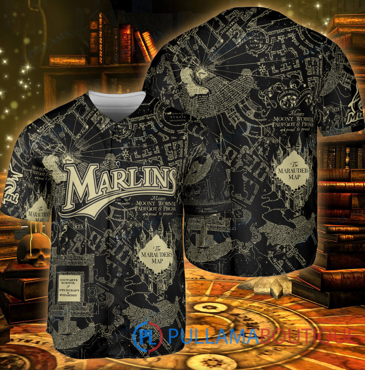 Detroit Tigers Harry Potter The Marauders Map Baseball Jersey Black