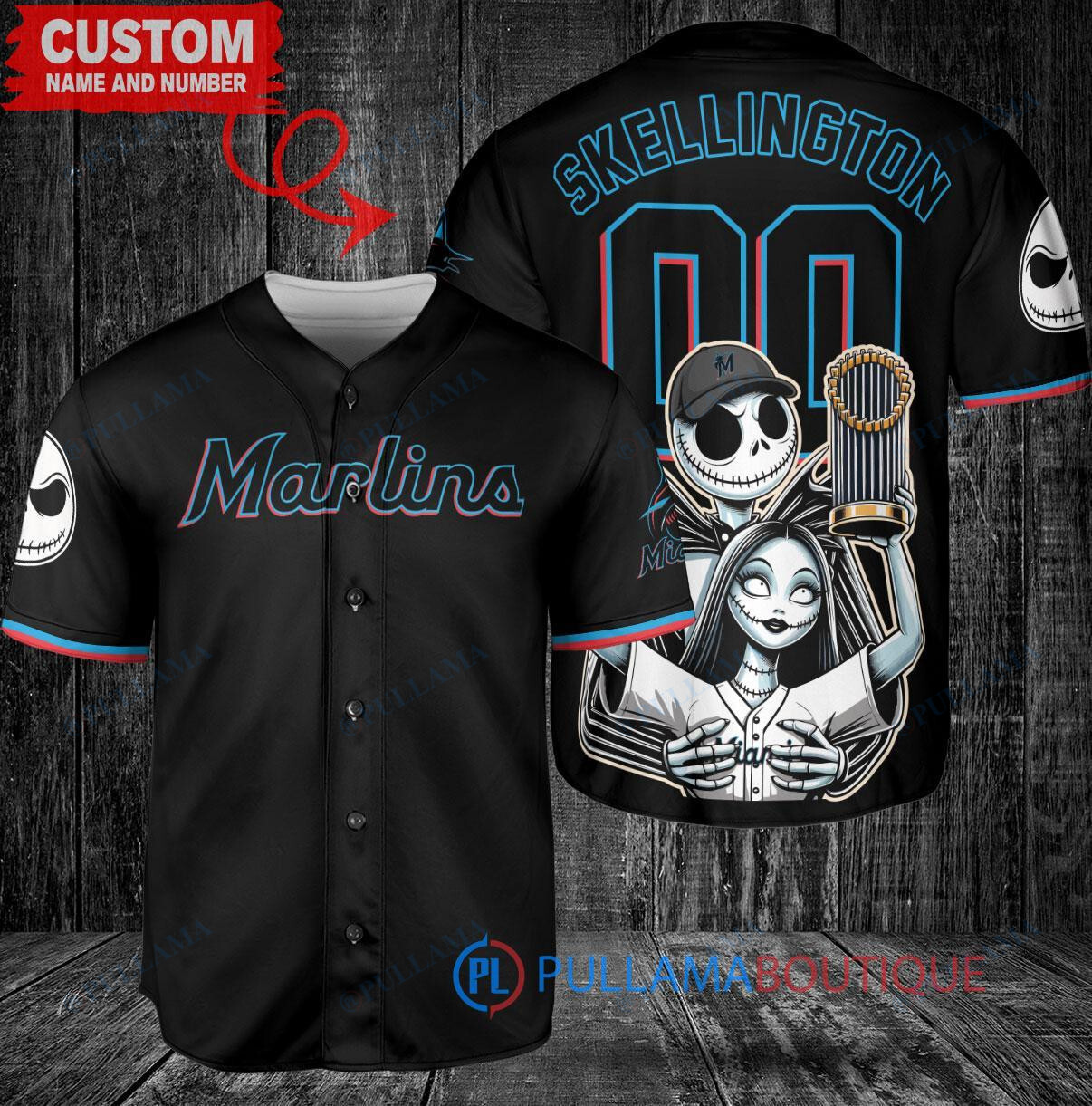 New York Yankees x Jack Skellington and Sally The Nightmare Before Christmas with World Series Trophy Custom Baseball Jersey White