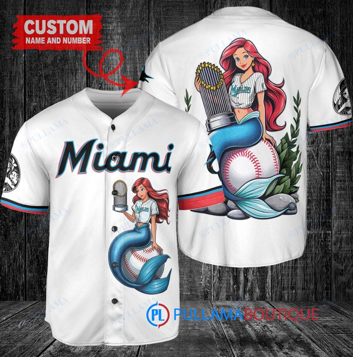 Chicago White Sox x Ariel Mermaid with Trophy Custom Baseball Jersey Black