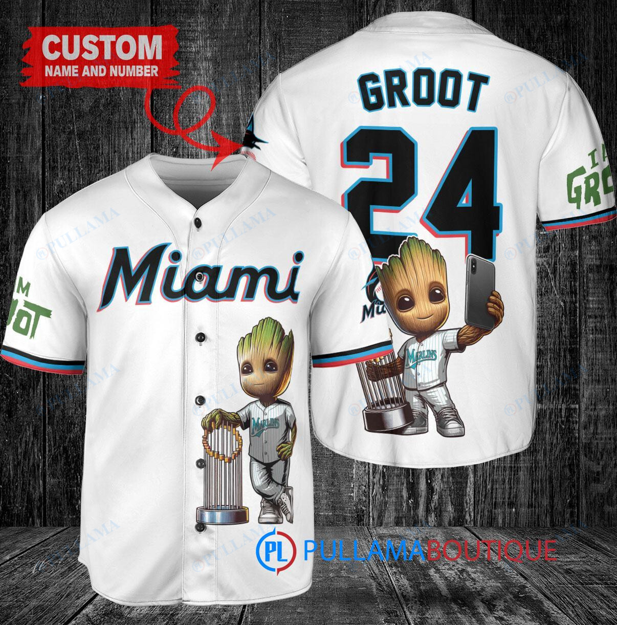 Detroit Tigers x Baby Groot Marvel Guardians Of The Galaxy with Trophy Custom Baseball Jersey Navy