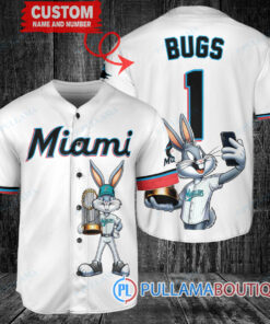 Miami Marlins x Bugs Bunny with Trophy Baseball Jersey White