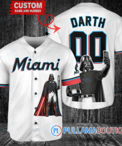 Miami Marlins x Darth Vader Star Wars with Trophy Baseball Jersey White