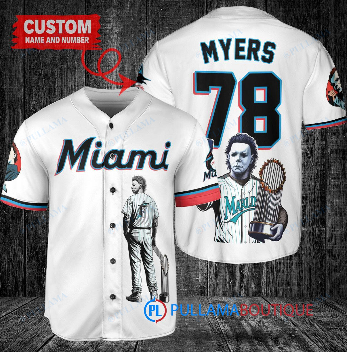 Boston Red Sox x Halloween Michael Myers with Trophy Custom Baseball Jersey White