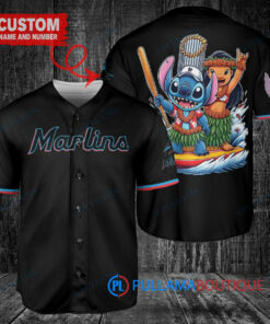 Miami Marlins x Lilo & Stitch with Trophy Baseball Jersey Black