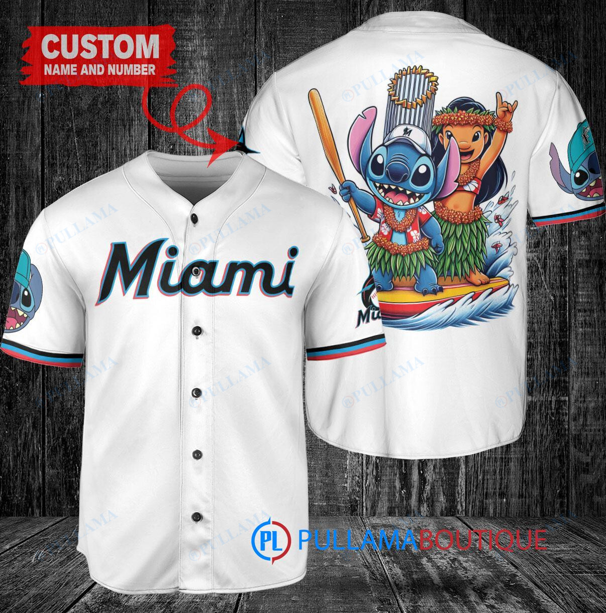 Detroit Tigers x Lilo & Stitch with Trophy Baseball Jersey Navy