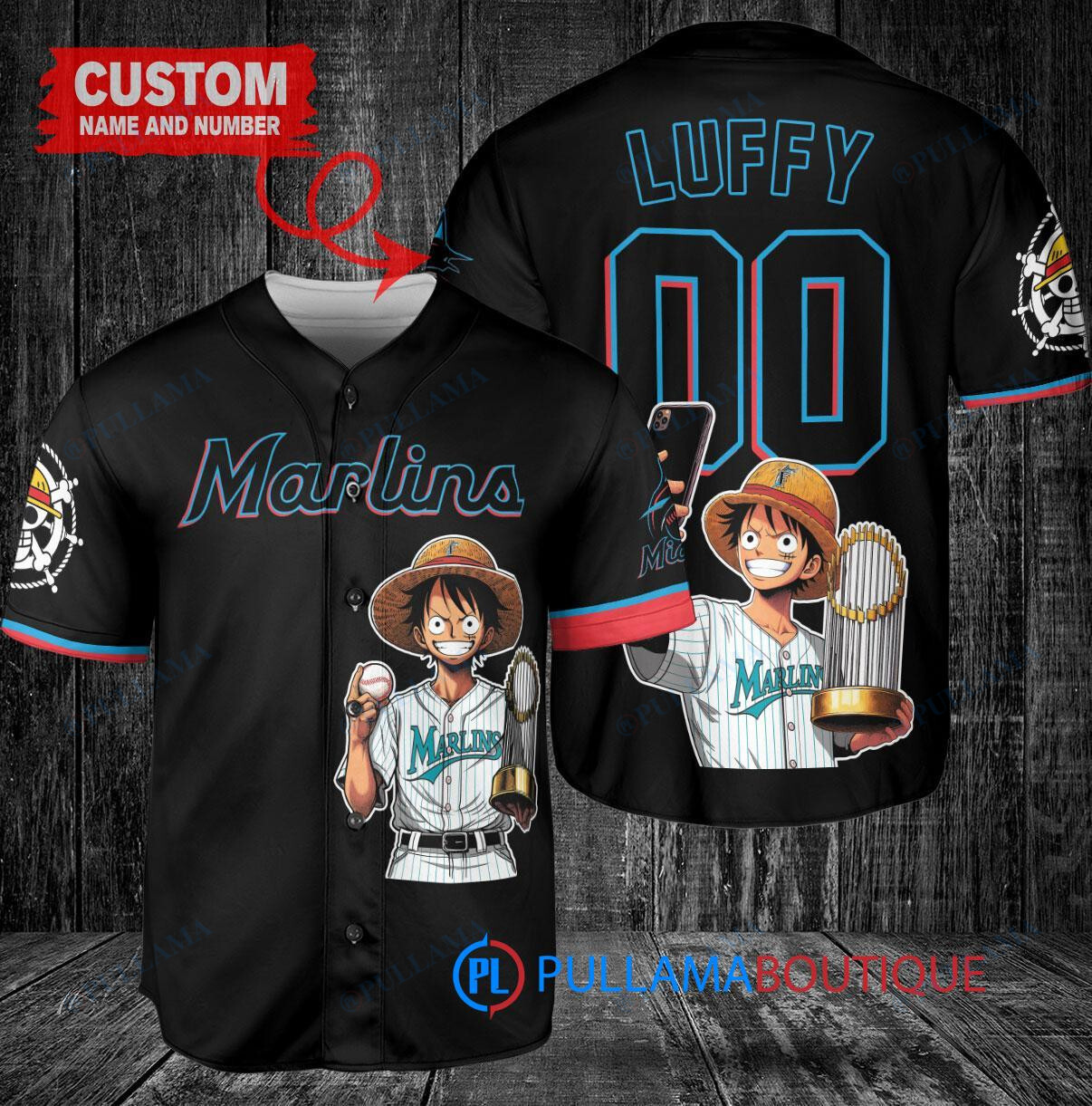 Detroit Tigers x Luffy One Piece with Trophy Custom Baseball Jersey White