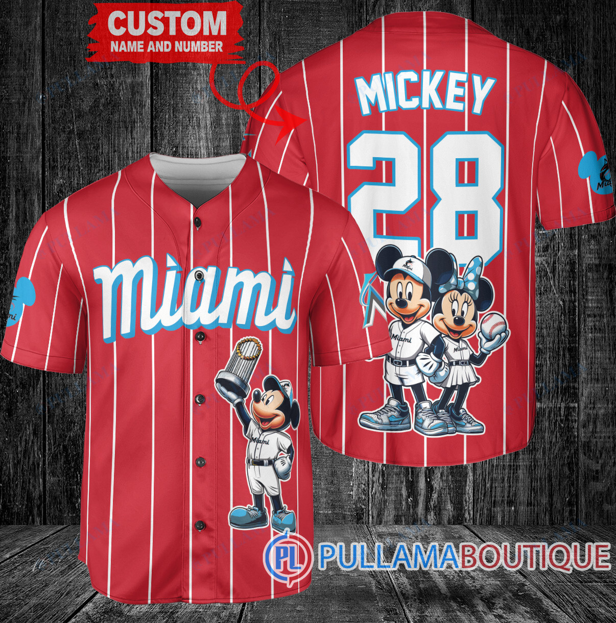 Arizona Diamondbacks x Mickey and Minnie with Trophy Baseball Jersey Cream-Purple