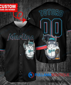 Miami Marlins x Totoro Studio Ghibli Baseball Jersey – Black Trophy Design