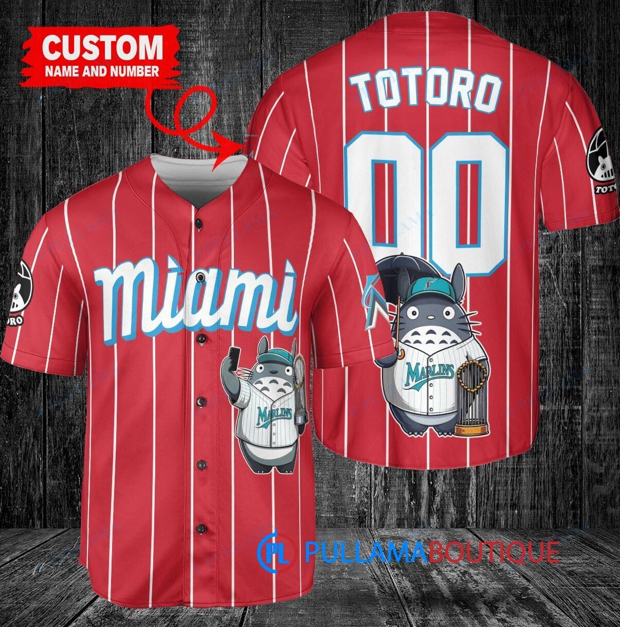 Houston Astros x Totoro Studio Ghibli with Trophy Custom Baseball Jersey Gray