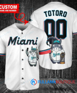 Miami Marlins x Totoro Studio Ghibli with Trophy Custom Baseball Jersey White