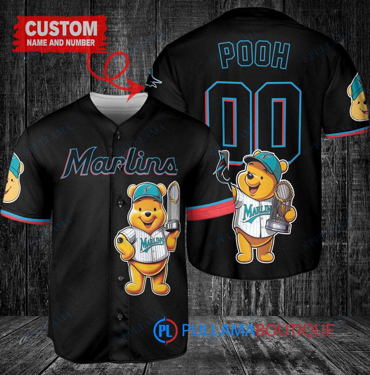 Chicago White Sox x Winnie the Pooh with Trophy Custom Baseball Jersey Black City Connect